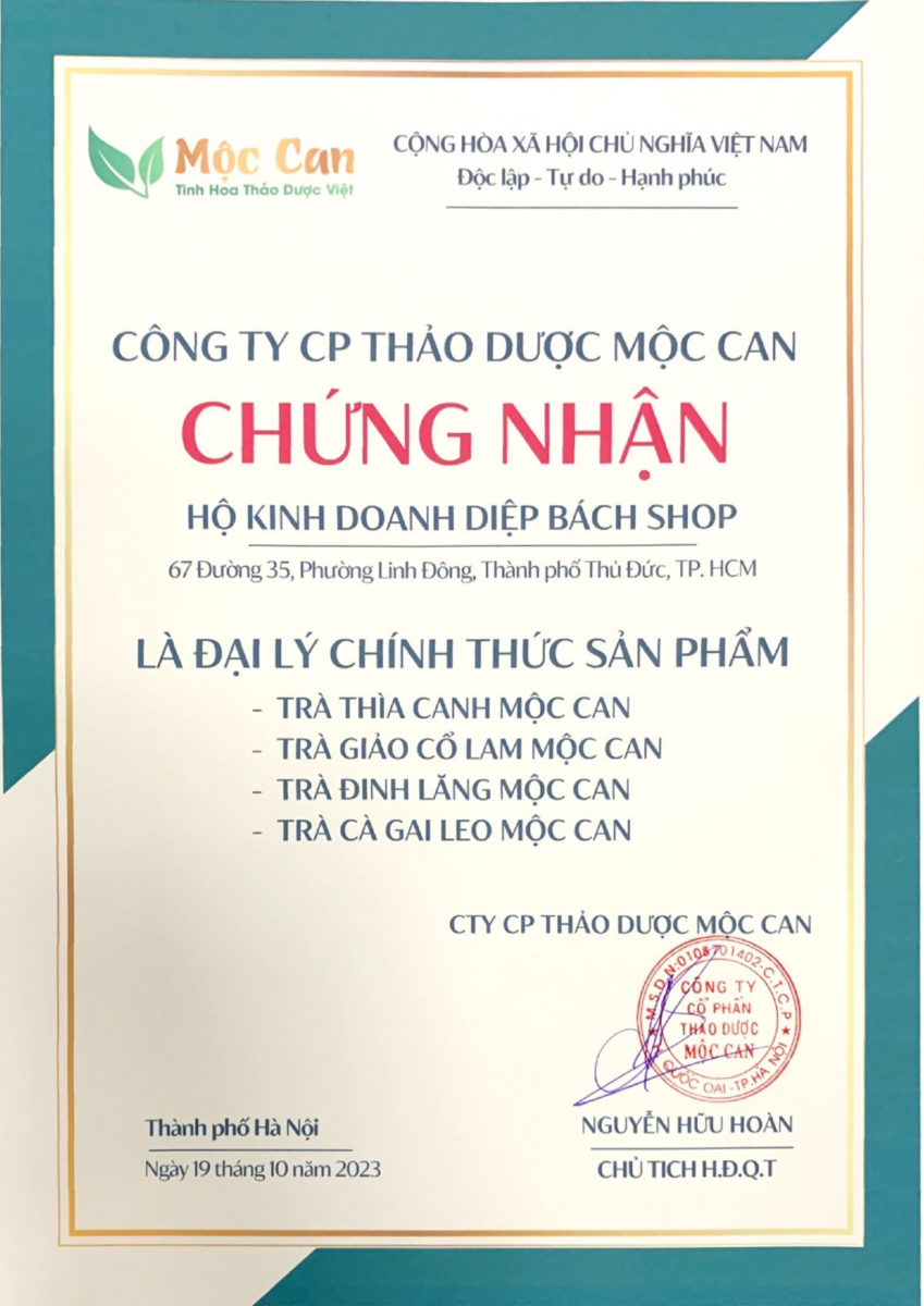 MỘC CAN THÔNG BÁO: THAY ĐỔI MẪU CHỨNG NHẬN ĐẠI LÝ 1 MỘC CAN THÔNG BÁO: THAY ĐỔI MẪU CHỨNG NHẬN ĐẠI LÝ 1